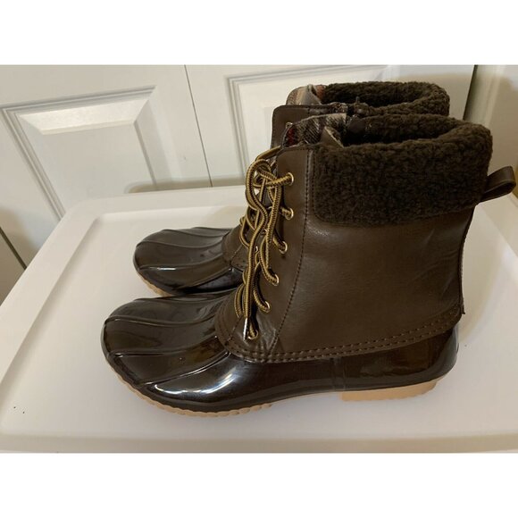 H2K Woman’s Duck Boots Shoes Sz 10 Brown Zip Lace-up waterproof - Picture 3 of 10